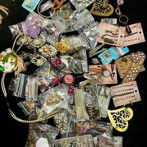 Mystery Jewelry Lot Bundle Findings, Pieces, Crafting, Rhinestones